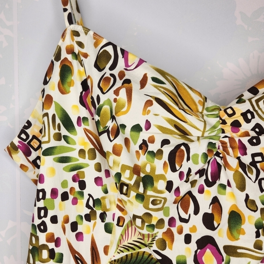 Vintage 90s Talbots Hawaiian Leaf Print Cotton Sundress Size 12 - Picture 5 of 12